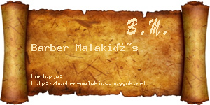 Barber Malakiás névjegykártya